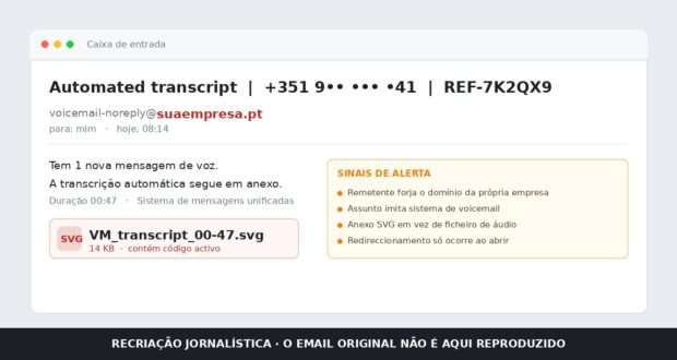 Campanha de phishing com falsos voicemails e anexos SVG